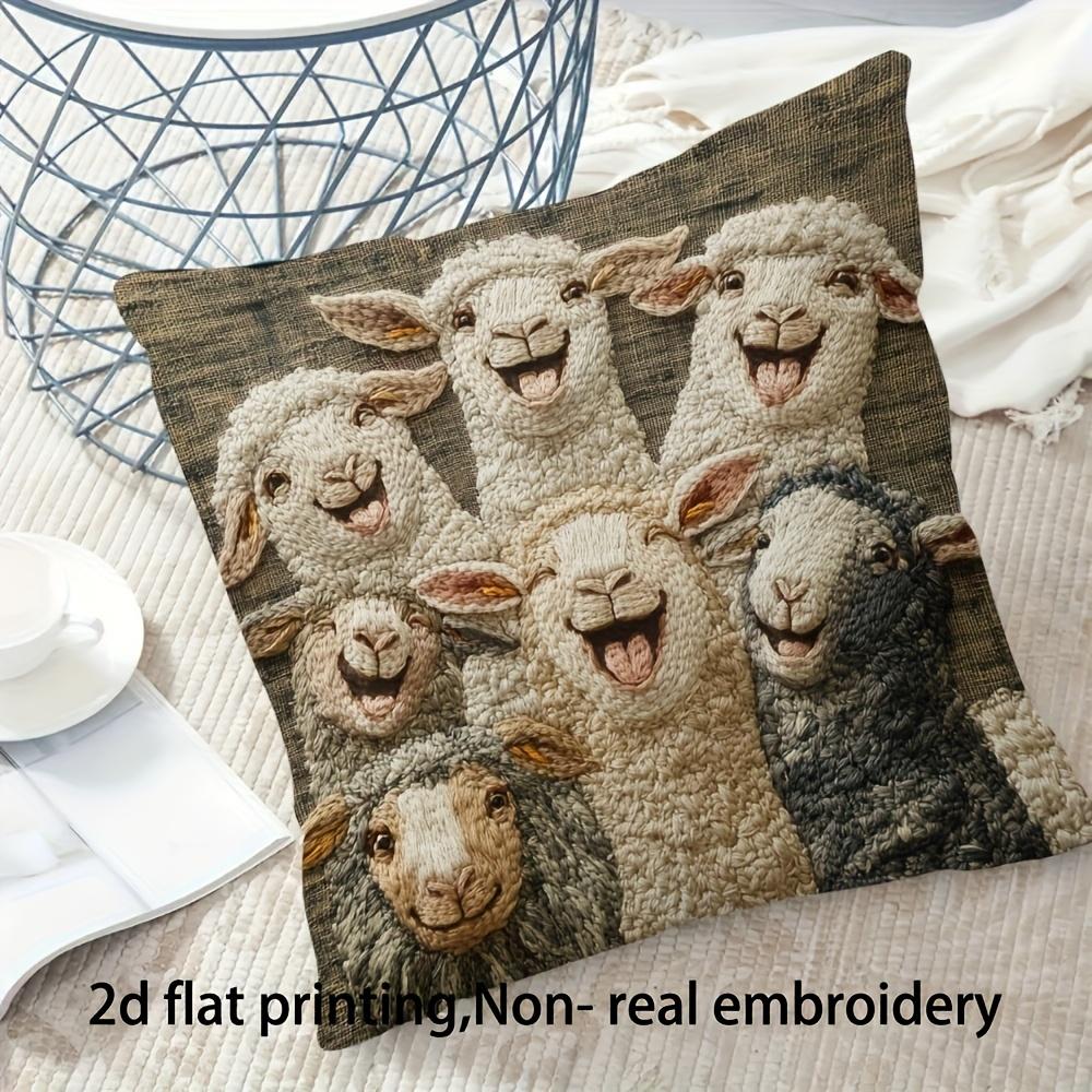 Stück Lächelndes Schaf Kissenbezug D Doppelseitiger Druck Weiche Polyester Kissenhülle für Zuhause Sofa Schlafzimmer Auto Dekor