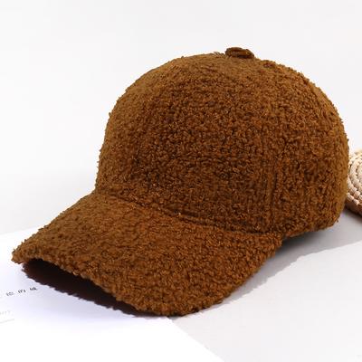 Women'S Lamb Fur Hats Warm Plush Baseball Cap Korean Version
