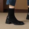 Krazing Pot Microfiber Winter Round Toe Modern Platform Size 33 Boots Size 43 Women Fashion Flock Stretch Ankle Boots