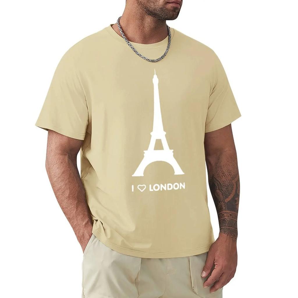 I Love London Eiffel Tower Funny Design T Shirt Harajuku Short Sleeve T-shirt 100% Cotton Graphics Tshirt Tops