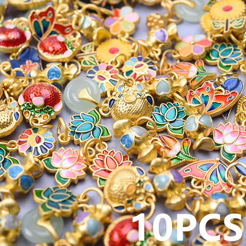 5/10/15 Random Mixed Plant Enamel Flower Charms For Jewelry Making Bulk Diy Girl Women Accessories Lotus Pendant Heart Materials