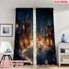 2pcs 2D Flat Printing Christmas Scene Curtains Cozy Winter Village Evening Scene Digital Printed Polyester Drapes Birthday Party