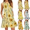 Robe de plage tendance pour femme, sans manches, col rond, imprimé floral