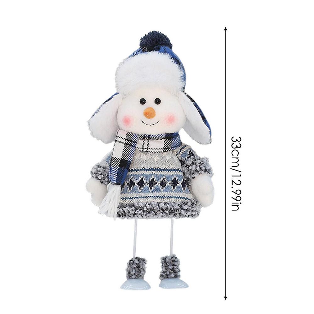 Christmas Blue Series Snowman Cloth Retractable Dolls Decoration for Tree Ornaments Santa Figurine Xmas Gifts Craft Home Decor