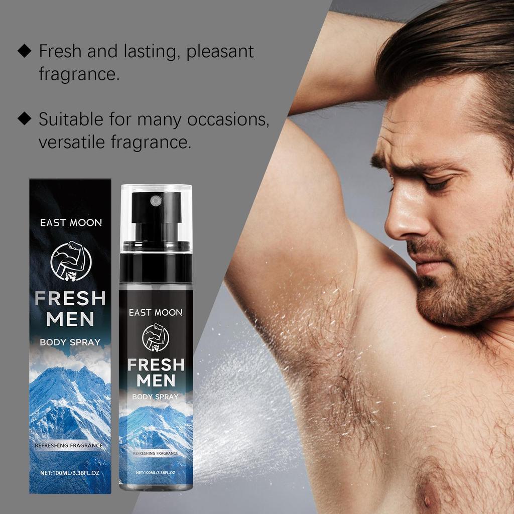 East Moon Men's Body Spray Body Moisturizing Elegant Fresh Fragrance Portable Charm Men's Daily Care Spray 100ml