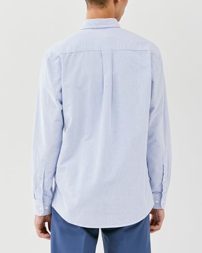 Amazon Essentials Men's Regular Fit Long Sleeve Oxford Shirt, Blue Stripe, Size XL