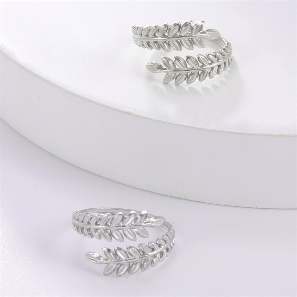 My Shape Ear of Wheat Rings Stainless Steel Finger Ring for Women Girls Adjustable Ring Classic Jewelry Valentine's Day Gifts