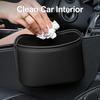 Car Seat Back-Mounted Organizer Storage Box, Non-Destructive Installation Waterproof Leather Texture Multi-Functional Trash Can Door Side Storage for
