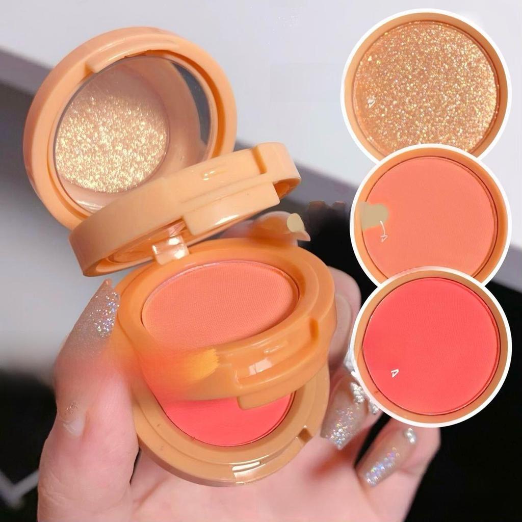 Three-Layer Makeup Palette: Blush, Highlighter & Contour with Fine Shimmer
