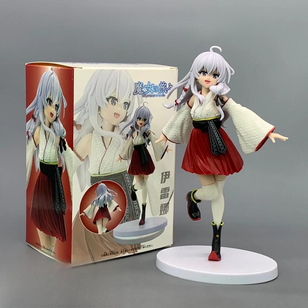 Anime Wandering Witch: The Journey Elaina Different Color Figure Cute Standing On One Foot Kimono Knee Socks Model Toys Gifts