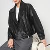 Women's Genuine Sheepskin Motorcycle Jacket - Spring/Autumn Fashion Lapel Style