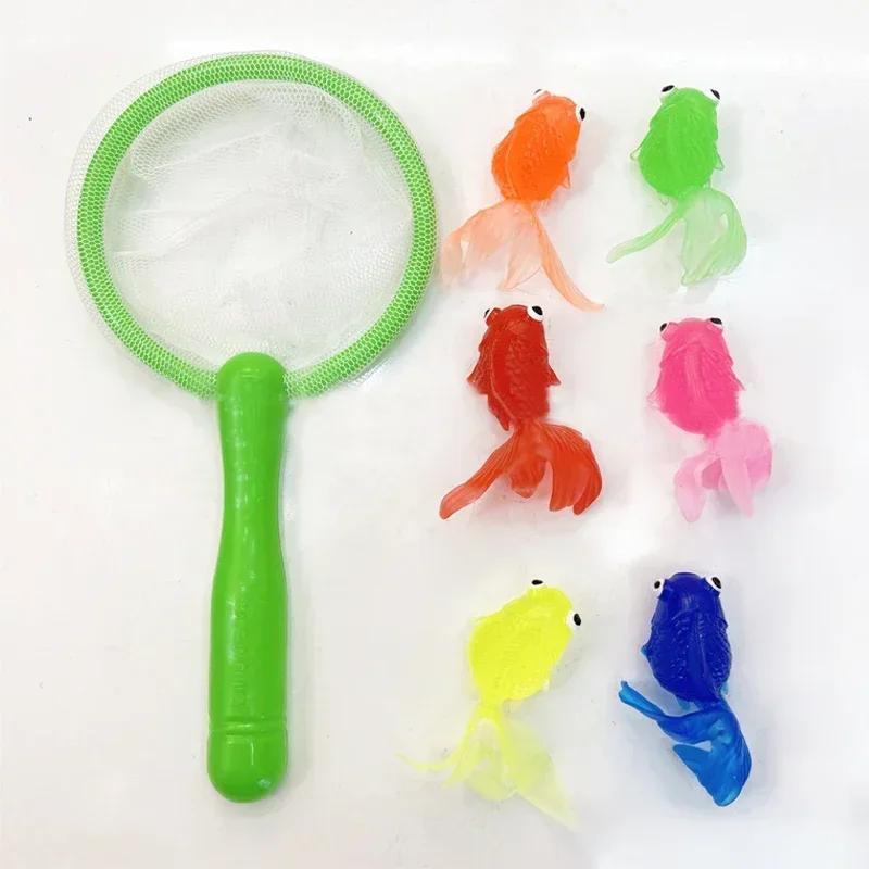 Children's 6Pcs/Set Kawaii Simulation Rubber Goldfish Baby Bath Water Play Games Toys for Kids Toddlers Bathing Shower Gifts