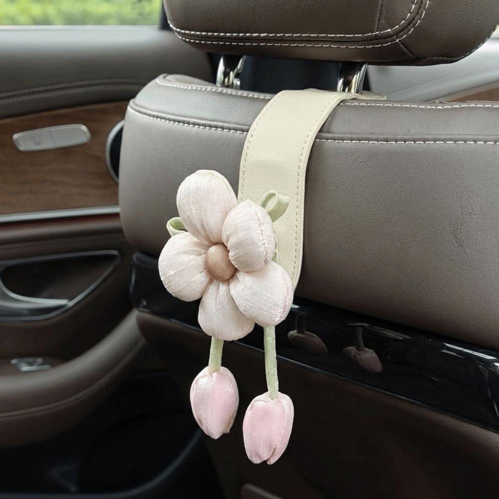 Space Saver Tulip Flower Car Hooks Portable Car Hanging Hook Multipurpose Car Back Seat Hooks SUV