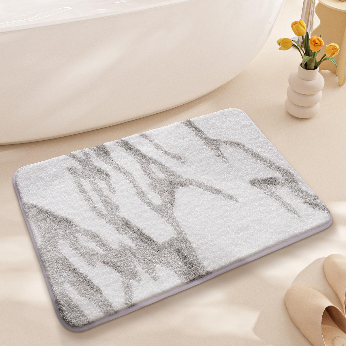 Simple and Stylish Bath Mat Home Decoration Bathroom Rug Thickened Flocking Water-absorbent and Non-slip Floor Mat 400MMx600MM серый
