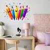 Colorful Pencils Wall Sticker Cartoon Kids Room Wall Decals Peel And Stick Classroom Wall Mural Art for Playroom Nursery Wall