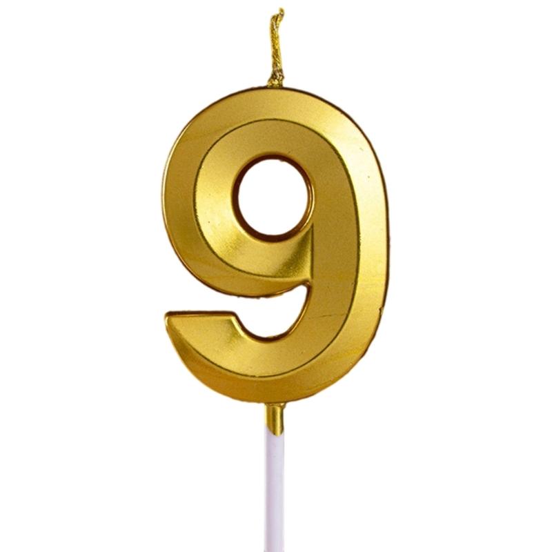 Gold Color Birthday Cake Candle Smokeless Not Toxic Wax Decorative Number Digits 0 to 9 For Celebration