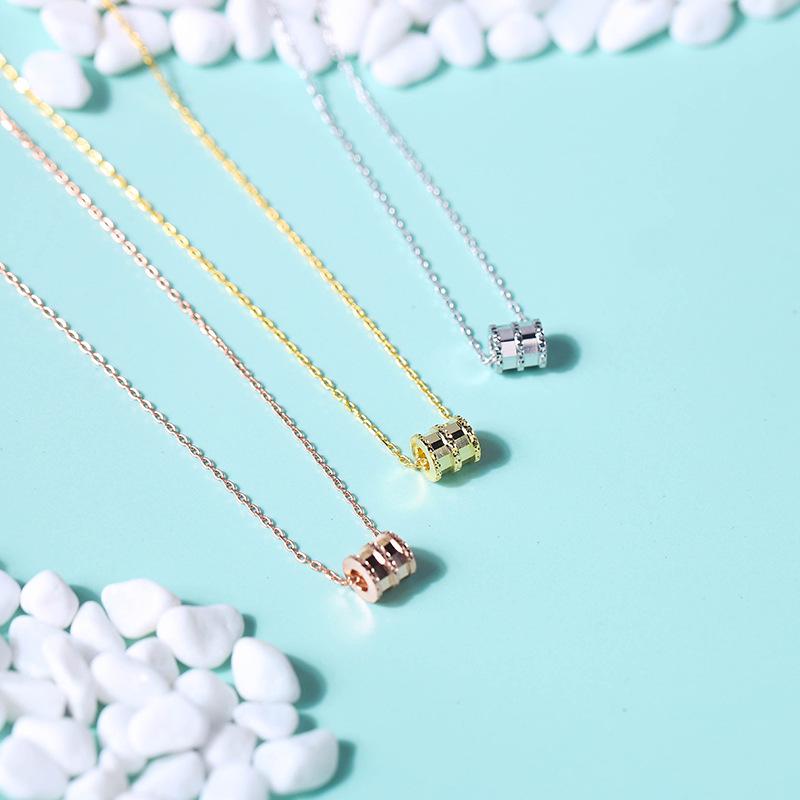 Su Chuang S925 Sterling Silver Clavicle Necklace with Laser-Carved Mirror Surface