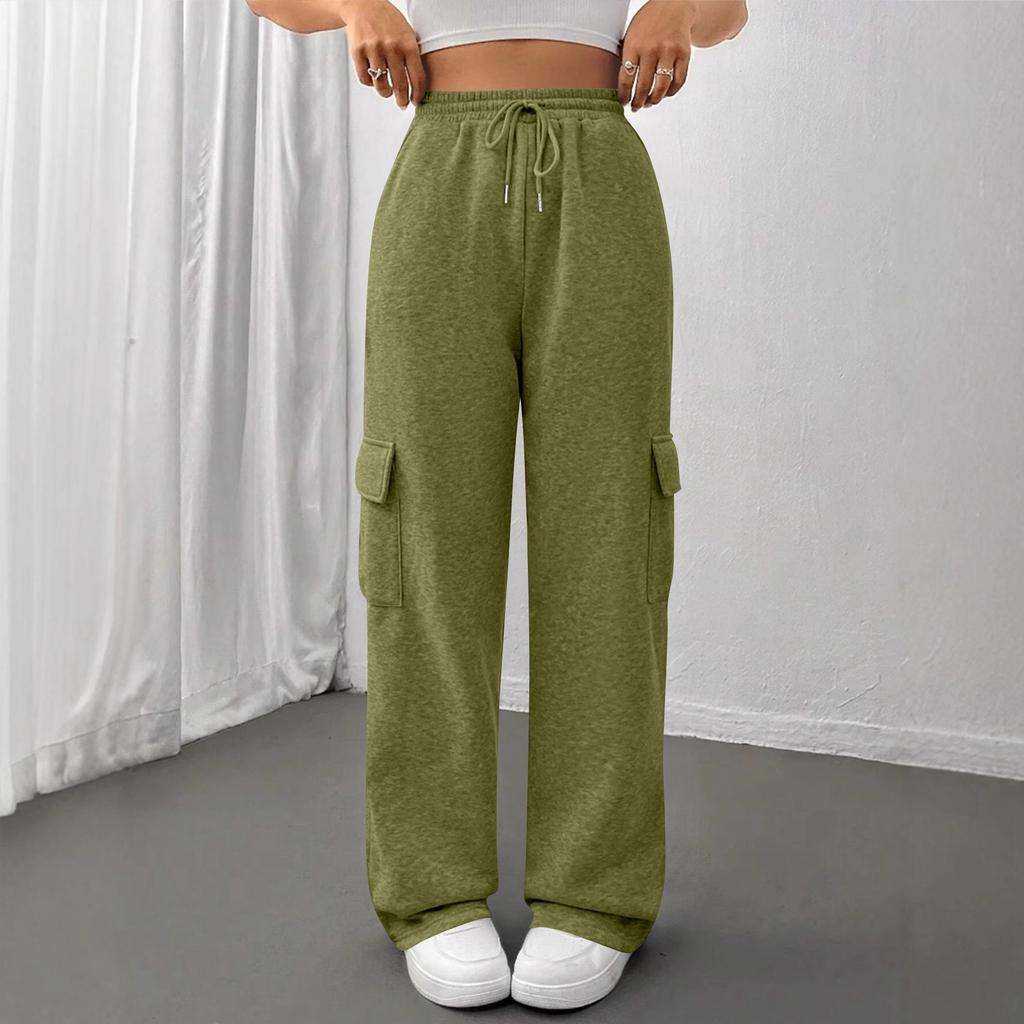 Women's Casual, Stylish, Loose-fitting, Sporty Drawstring Waist Wide-leg Pants