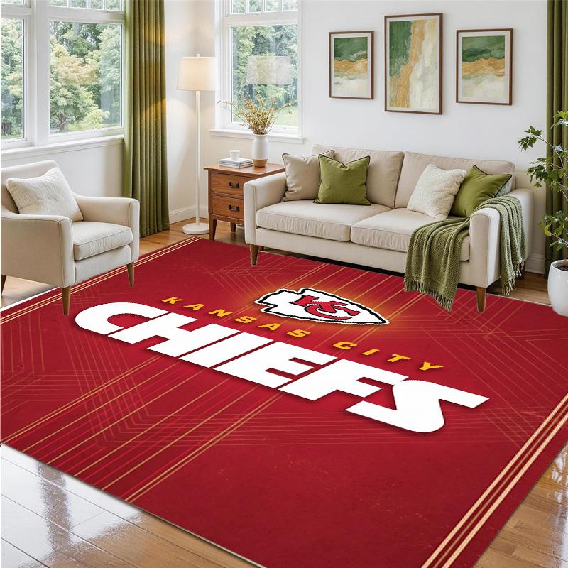 Kansas City Chiefs Design Crystal Velvet Rug Soft Decorative Mat for Bedroom Entrance