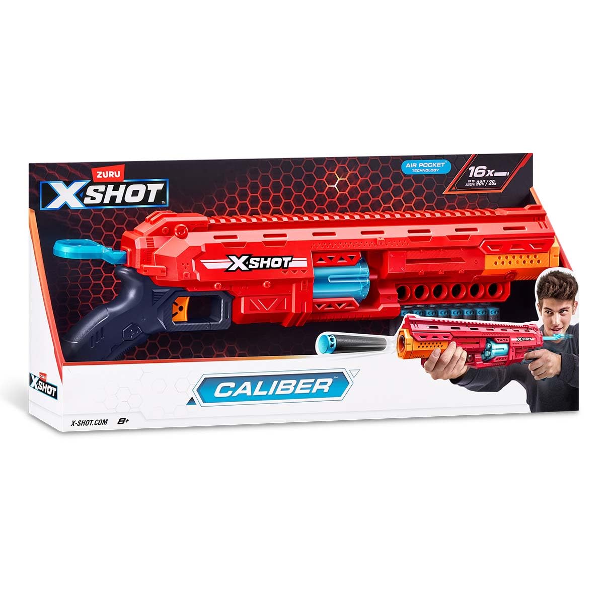 

ZURU XSHOT Excel Caliber Blaster Sponge Authentic 16-Dart Toy, Darts, 36675,