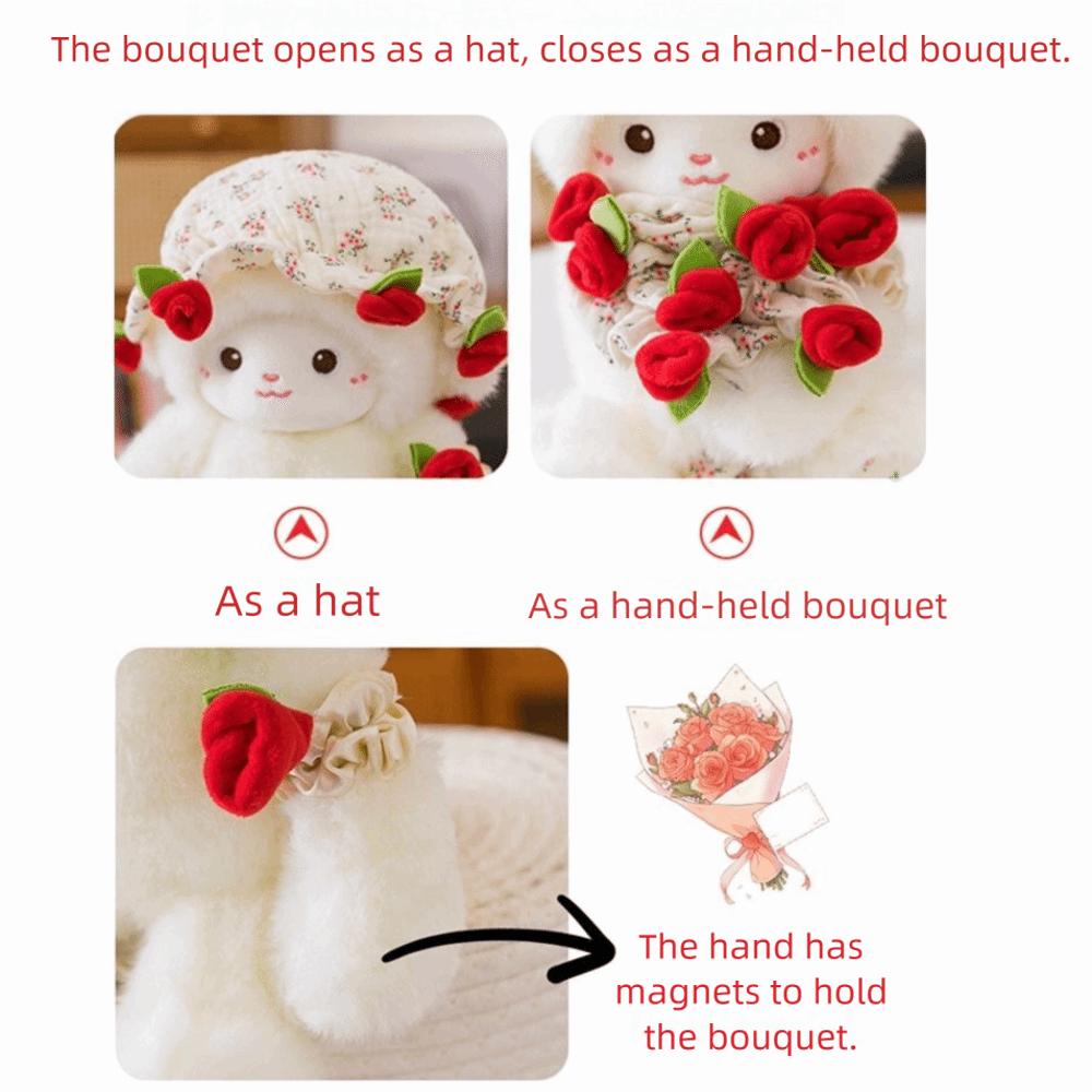 Small Plush Sheep Doll Anime Rose Bouquet Doll Creative Magnetic Hugging Lamb  Kids