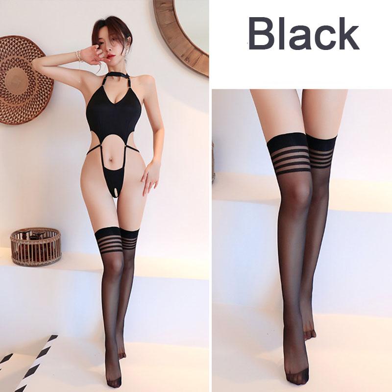 Crotchless Sexy Lingerie Women Hollow Exotic Porn Bodysuit Open Sex Costumes Deep V Neck Teddy Babydoll Dress Porno Underwear