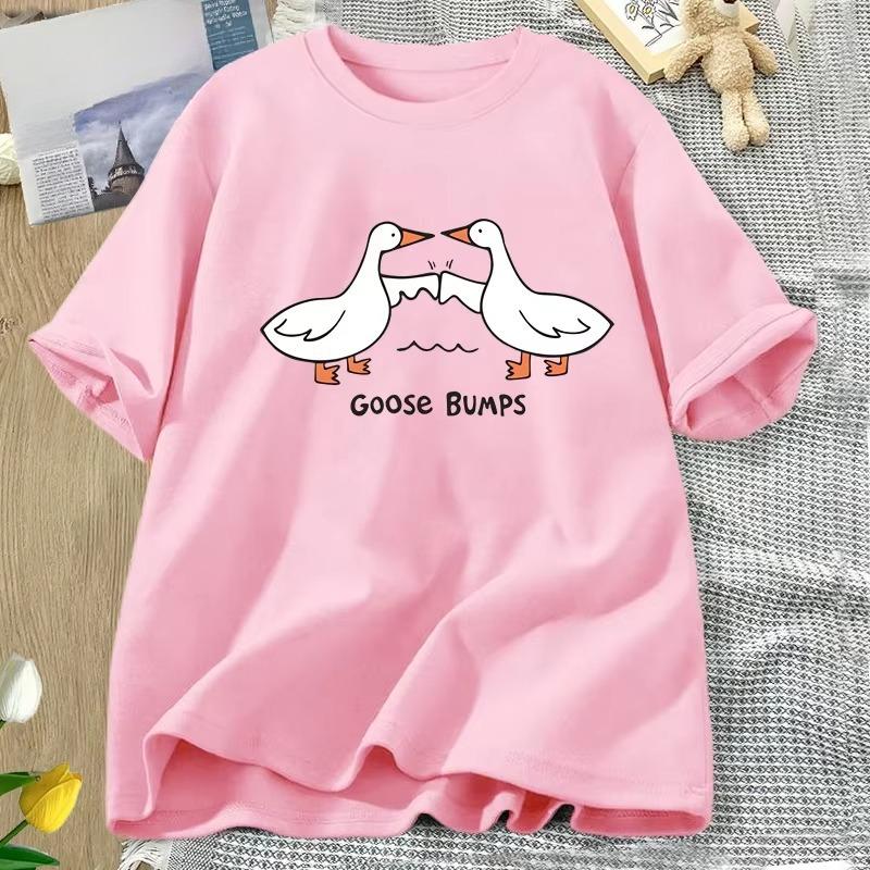 Silly Goose Bumps T Shirt for WOMEN Unisex Funny Cotton Printed Tshirt Summer Short Sleeve Loose Oversized Tees Unisex Streetwear