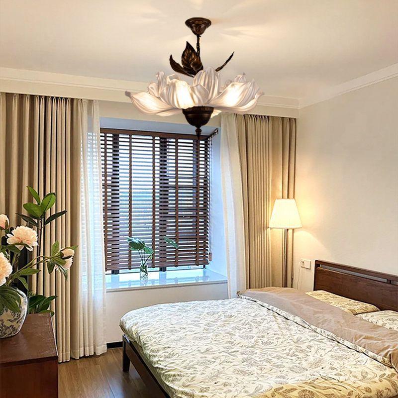 Nordic French Retro Petal Chandelier Living Dining Room Bedroom Home Lighting Led Pendant Lamp Study Loft Hanging Light Fixture