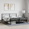 VidaXL Metal Bed Frames with Headboard Footboard, Double Bed with Slat Base, Adult Bed with Feet for Bedroom, 376249