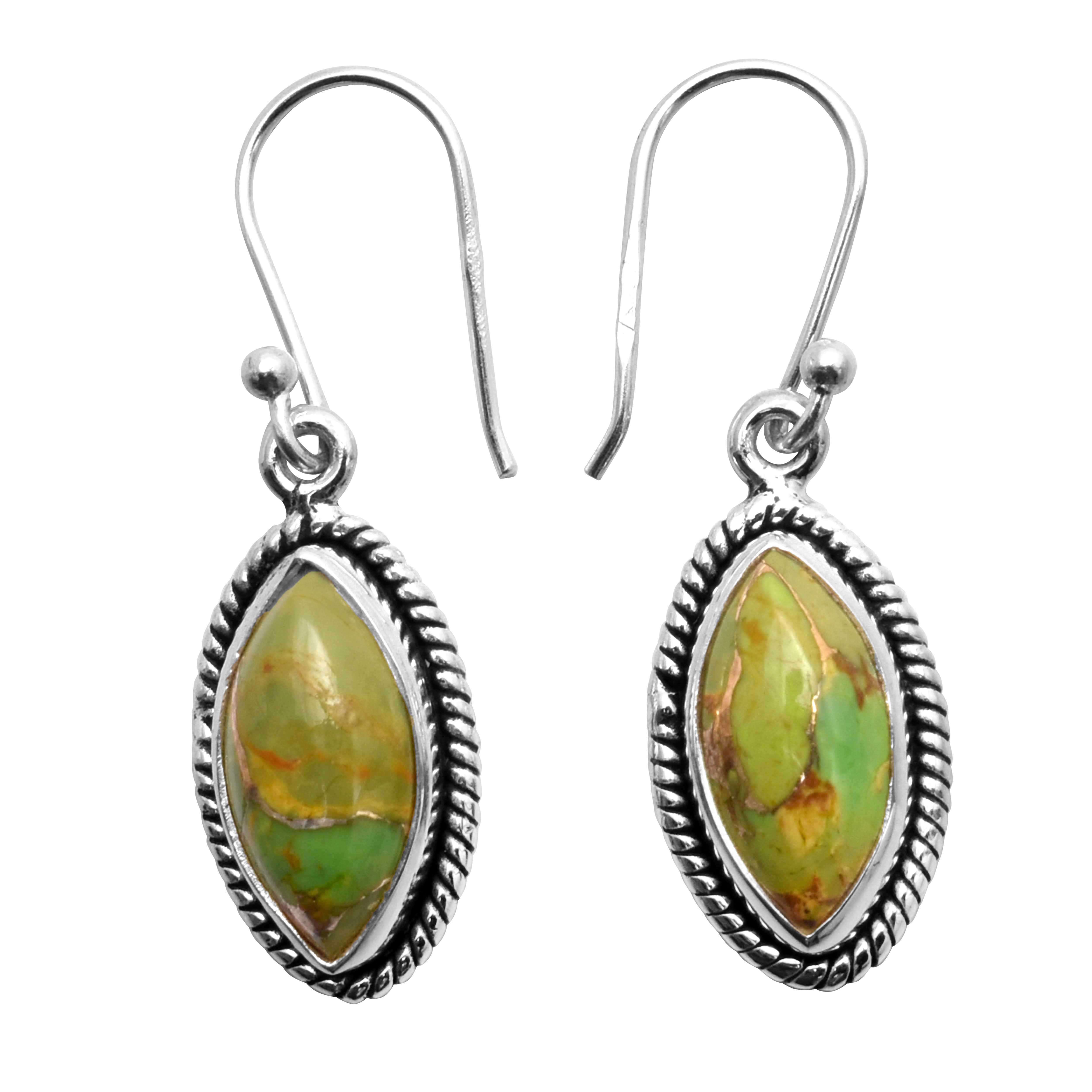 

Green Turquoise Gemstone Earrings Solid 925 Sterling Silver Handmade Earrings Jewelry Gift For Women And Girls E-3518