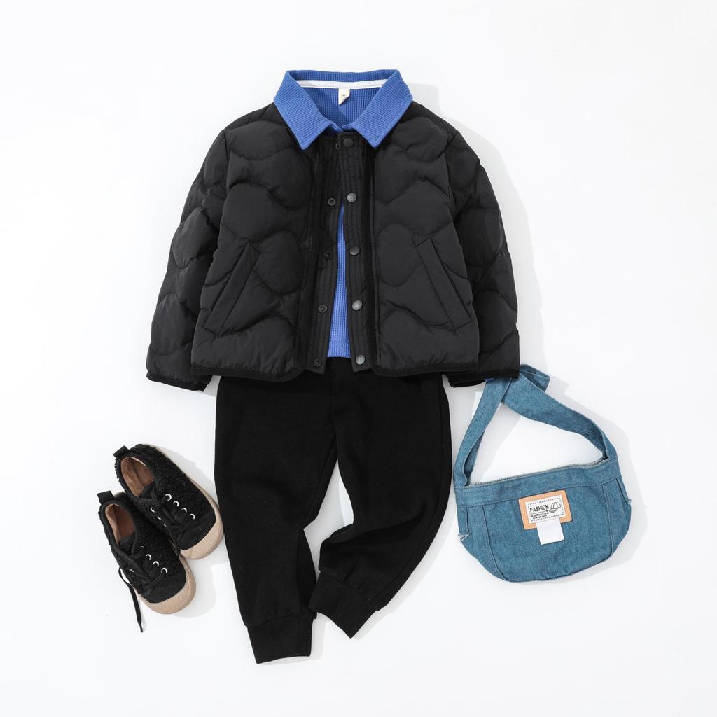 Kinder 2025 Winter Kragenlose Kurze Lockere Daunenjacke