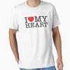 Men Casual Shirts Short Sleeves I Love My Heart White Tees T-shirts