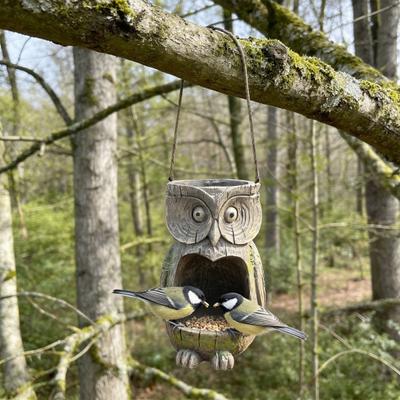 Yousheng Resin Owl Bird Feeder Weather-Resistant Outdoor Bird Feeder And Planter Decorative Hanging Owl Bird Feeder for Backyard Garden
