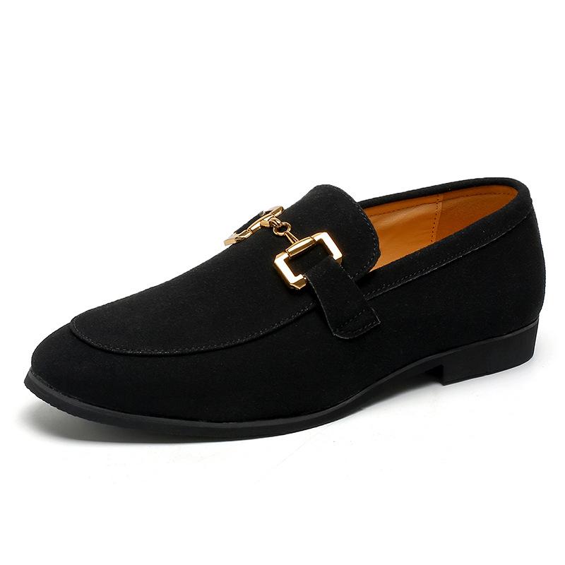 

Men s Korean Style Suede Leather Loafers - Plus Size, Solid Color, Slip-On, Professional British Style. 46