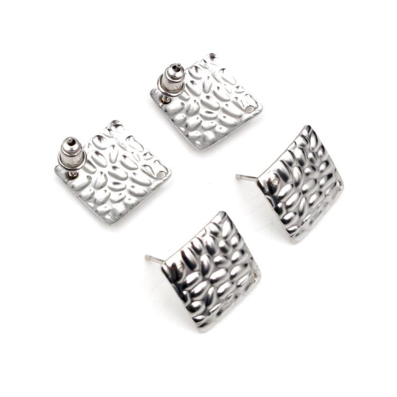 

20pcs 14mm Square 316 Stainless Steel Gold Plated Pin Findings Stud Earring With Hole Connector For DIY Jewelry Making Supplies