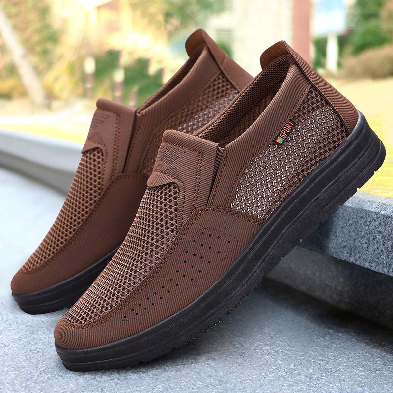 New Large Size Old Beijing Mesh Shoes Men's Shoes Breathable One-pedal Casual Polyurethane Men