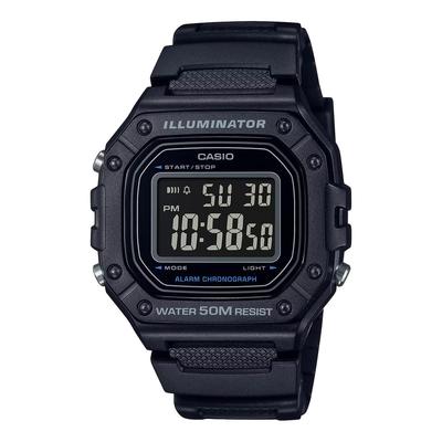 CASIO Casio Square Digital All Black Watch Kids Middle School High School Students Thin Lightweight Waterproof W-218H-1B Men's Women's [Item]