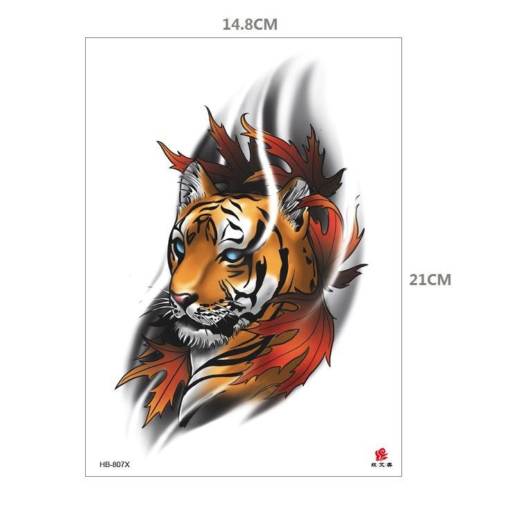 Clown Mouth Flower Body English Color Lion Tiger Half Arm Animal Pattern Water Transfer Simulation Tattoo Sticker