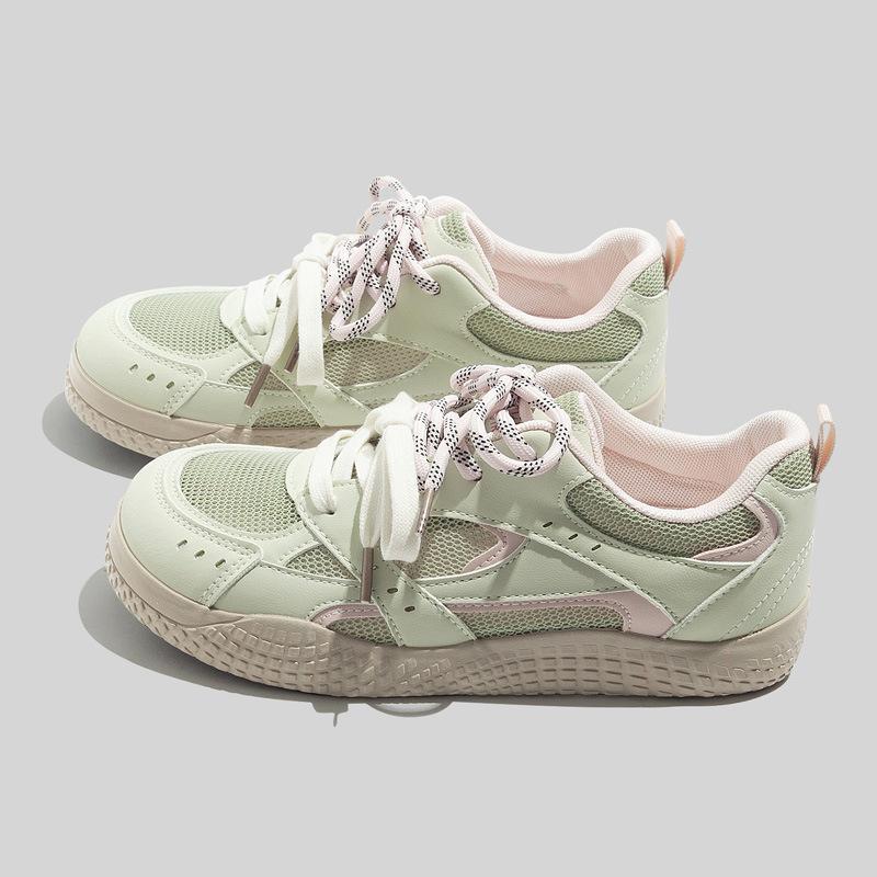 Bell Glacier Blue German Training Shoes Dopamine Mesh High-value Casual Shoes Double Lace-Up Round Head Solid Color Single Shoes