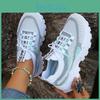 Breathable Largesize Womens Platform Mesh Sneakers Casual Laceup Outdoor Shoes Comfortable Lowtop Sneakers