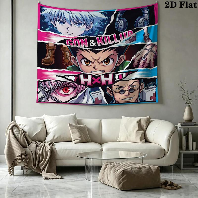 Hunter X Hunter Wall Tapestry Aesthetic Wall Hanging Printed Fabric Blanket Decorative Tapestries For Bedroom Living Room Home Decor