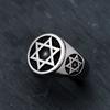 Punk Star Of David Ring Stainless Steel Vintage Silver Hexagram Biker Jewelry For Men Fashion Amulet