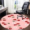1pc Pink Cherries Office Round Area Rug, Under Office Chairs Bedroom Living Room Home Decor, Room Deco