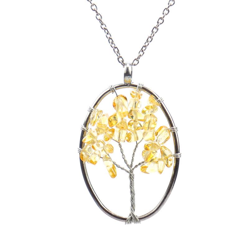 Новое овальное ожерелье «Древо жизни» ручной намотки с подвеской-кристаллом из измельченного камня