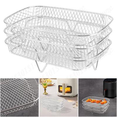 Suporte para Air Fryer, Forno, Grelha, Vaporizador, Aço Inoxidável, Desidratador, Suporte, 3 Camadas, Empilhável, Acessórios para Air Fryer