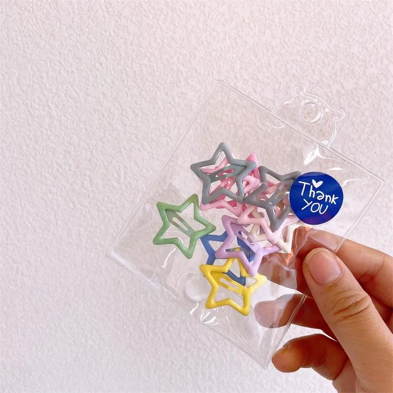 10pcs Baby Korean Style Candy Color Girls Hairpins Kids Mini Snap Hair Clips Star Hairpins Click Clack Hair Toddler Accessories