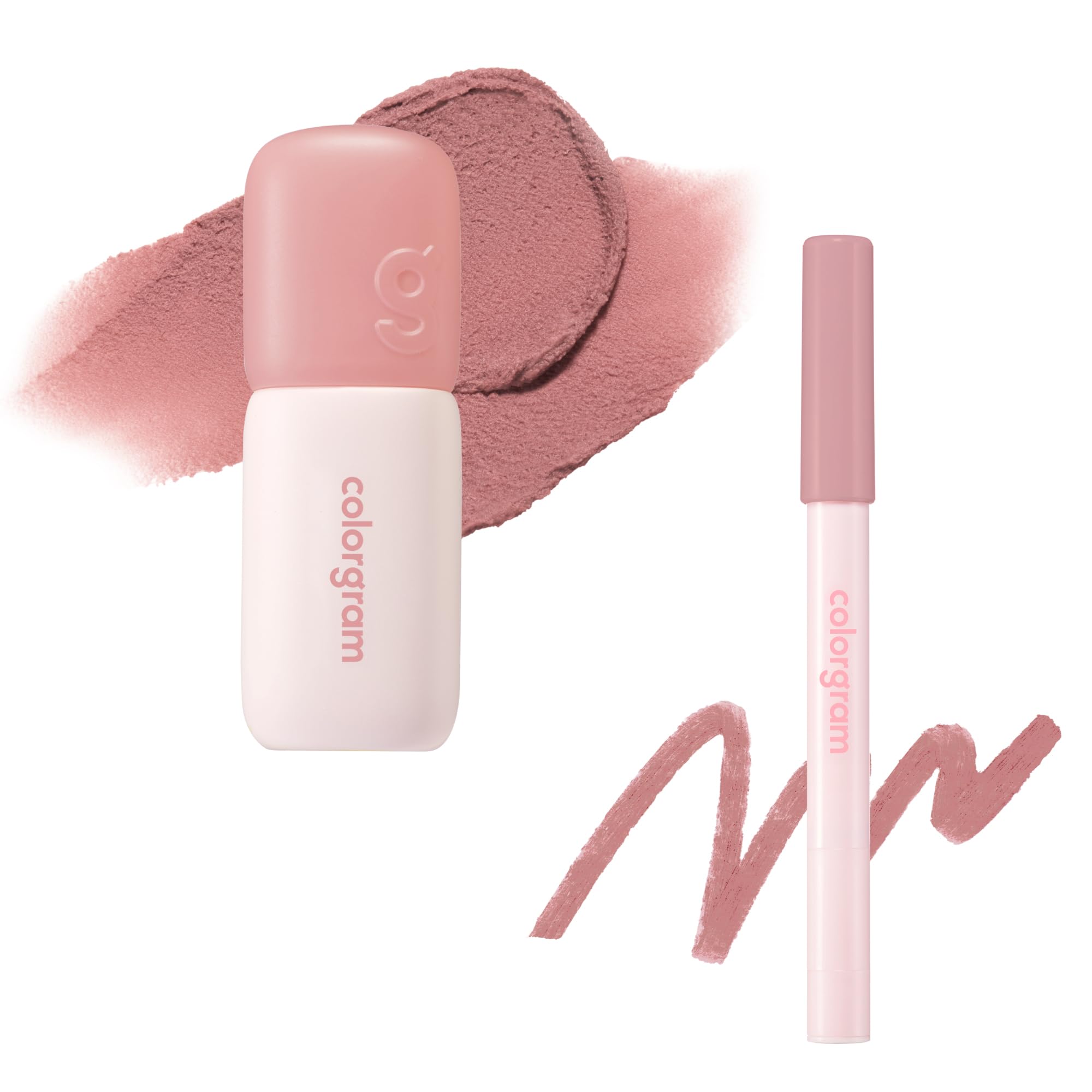 Colorgram Nude Blur Tint 02 Charming Pink (Lip Pencil 02 Set) - Soft Matte Lip & Cheek Tint - Lightweight, Long-lasting, Highly Moisturizing,