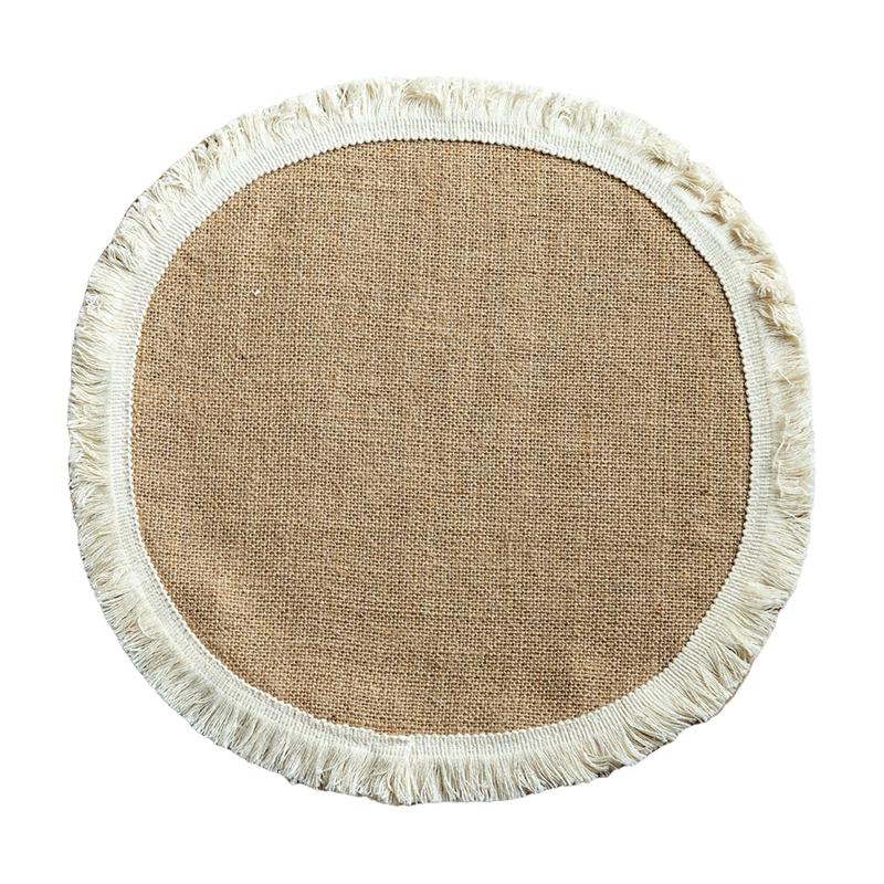 Braided Placemats Heat Resistant Jute Fringe Table Mats Hand Woven Non-Slip Place Mats Tea Cup Pad Indoor Dining Table Decor New