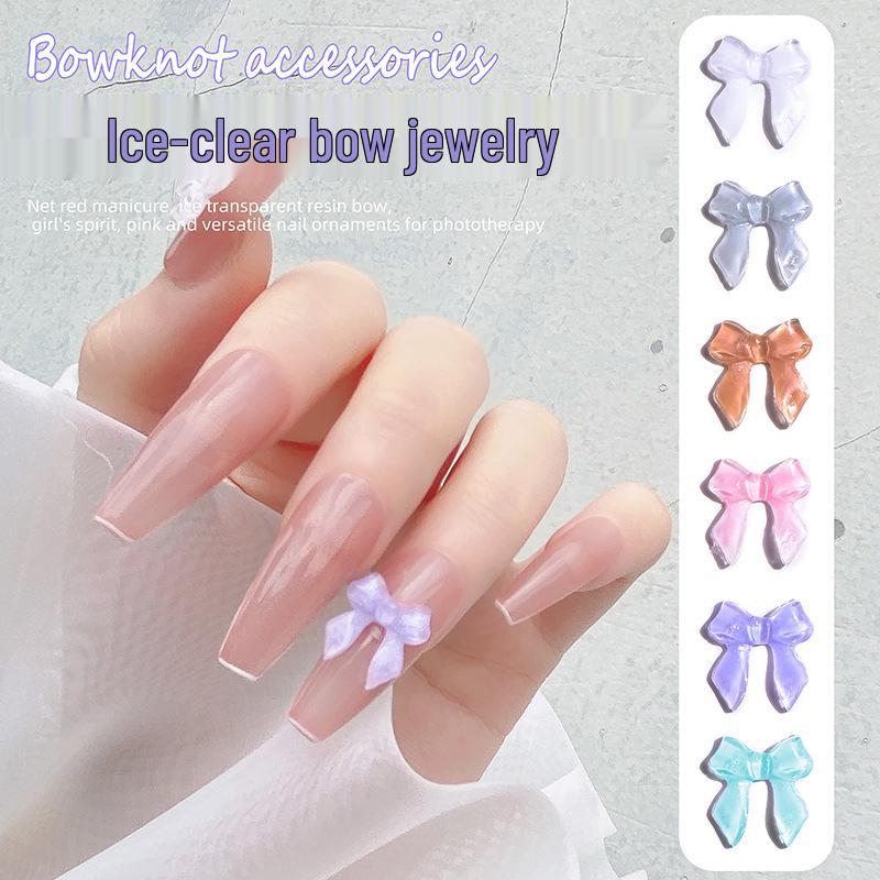 

Nail Art Bow Ornaments: 10-Piece Set of Nude and Candy Pink Resin for Light Therapy