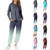 Women's Casual Round Neck Printed Sweatshirt and Jogger Pants Set with Chest Pocket
